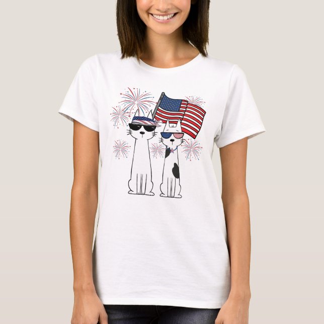 Camiseta Gatos Legais Patrióticos (Frente)