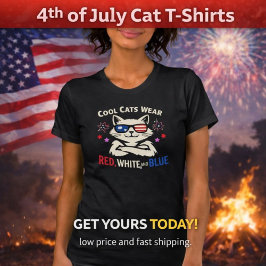 Camiseta Gatos Legais Usam | 4 de Julho