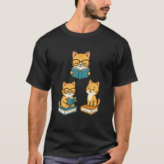 Camiseta Gatos Lendo - Amante de Livros Leitor Vermes de Li