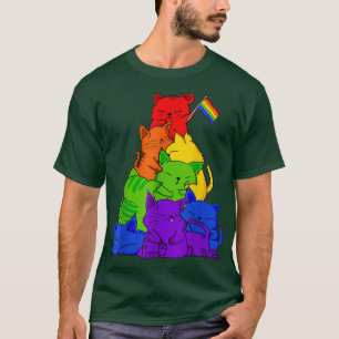 Camiseta Gatos LGBT Kawaii orgulho gay empilham Animes Boni