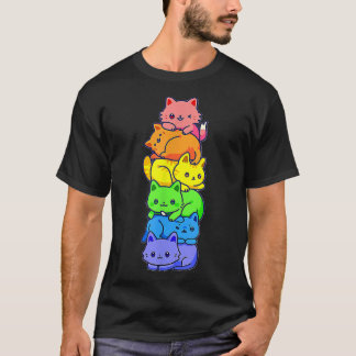 Camiseta Gatos LGBT Kawaii orgulho gay empilham Animes Boni