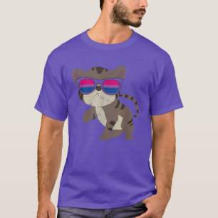 Camiseta Gatos LGBT Óculos de sol Biseualidade Bandeira Bi