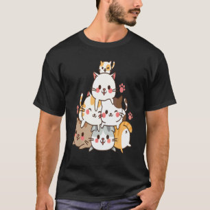 Camiseta Gatos lindos brincando construindo Parede para gat