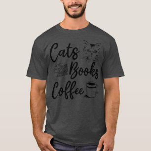 Camiseta Gatos Livros Café Livro Livro Sobretudo Gato