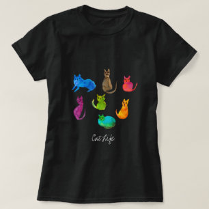 Camiseta Gatos loucos coloridos em aquarela