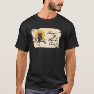 Camiseta Gatos Magos e Pretos Vintage Halloween Cute Hallow