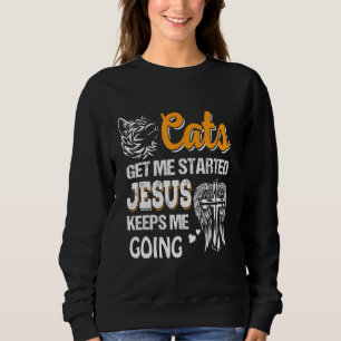 Camiseta Gatos Me Começaram Jesus Me Mantém Indo