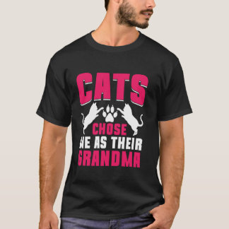Camiseta Gatos Me Escolheram como Sua Vovó Gata Vovó