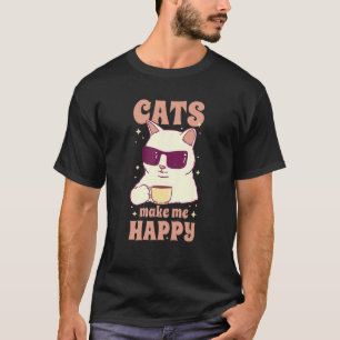Camiseta Gatos me fazem feliz Bebendo de café