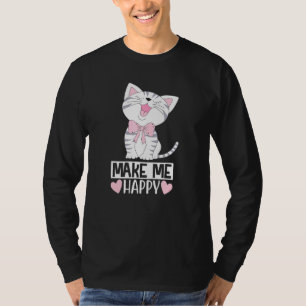 Camiseta Gatos Me Fazem Feliz Eu Gato De Garota Bonita