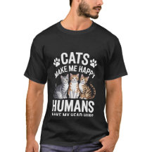 Camiseta Gatos Me Fazem Feliz Humanos Me Fazem Doe