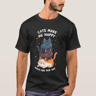 Camiseta Gatos Me Fazem Feliz Humanos Me Fazem Doer a Cabeç