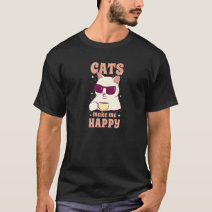 Camiseta Gatos Me Fazem Feliz para Gatos Mães de Gatos e R