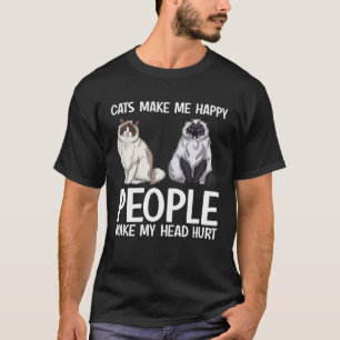Camiseta Gatos Me Fazem Feliz Pessoas Me Fazem Doer a Cabeç