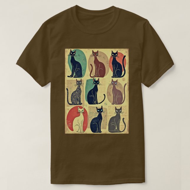 Camiseta Gatos Modernos Do Médio Vintage (Frente do Design)