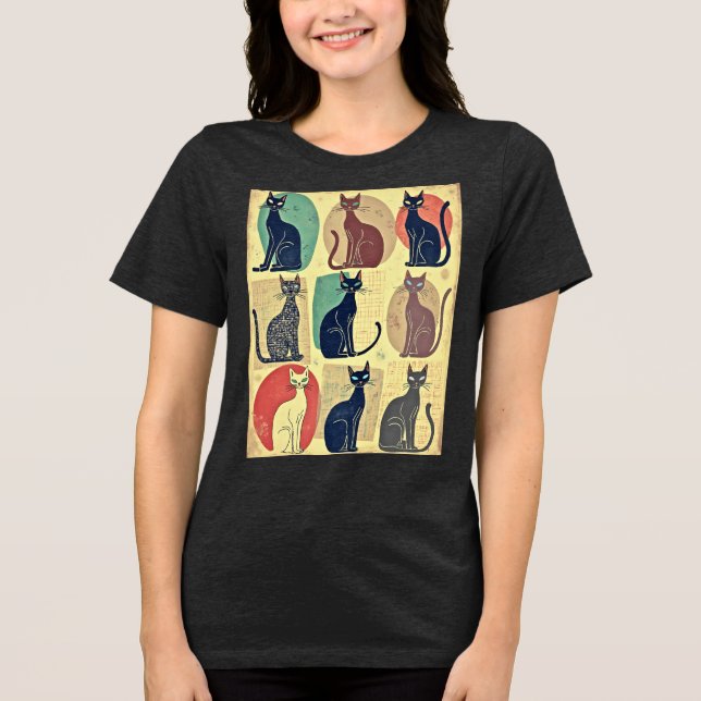 Camiseta Gatos Modernos Do Médio Vintage (Frente)