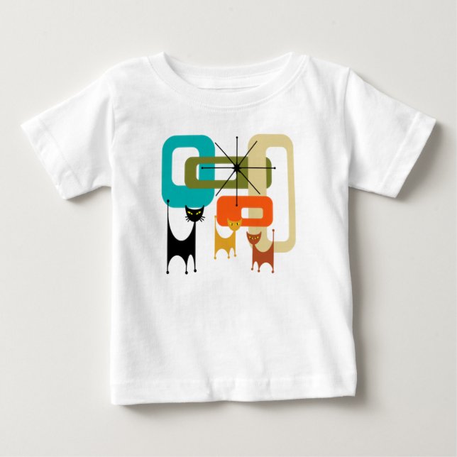 Camiseta Gatos Modernos do século médio (Frente)