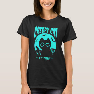 Camiseta Gatos Morcegos Motivo de Halloween Turquesa