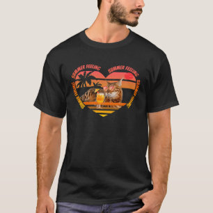 Camiseta Gatos motivo verão gato Bengal vintage retrô