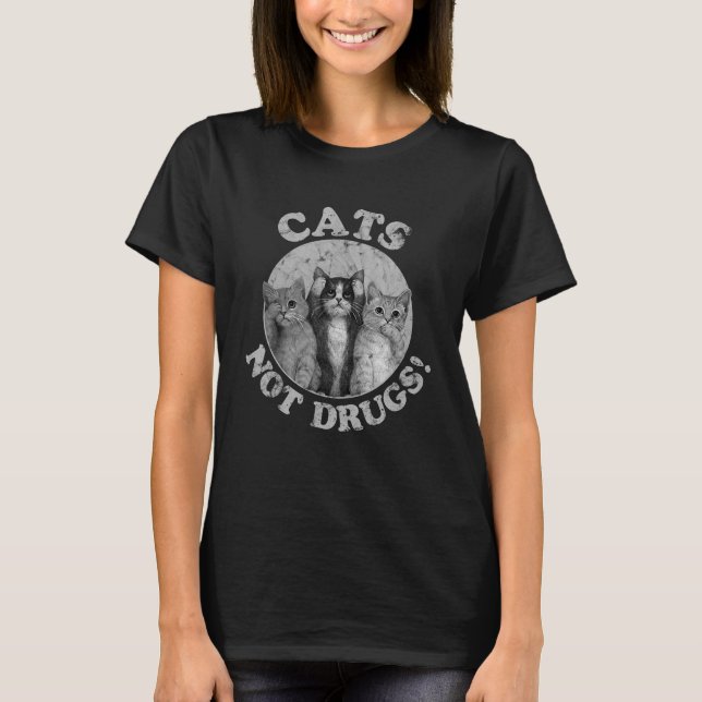 Camiseta Gatos Não Drogas Gatinhos Bengala Ragdoll (Frente)