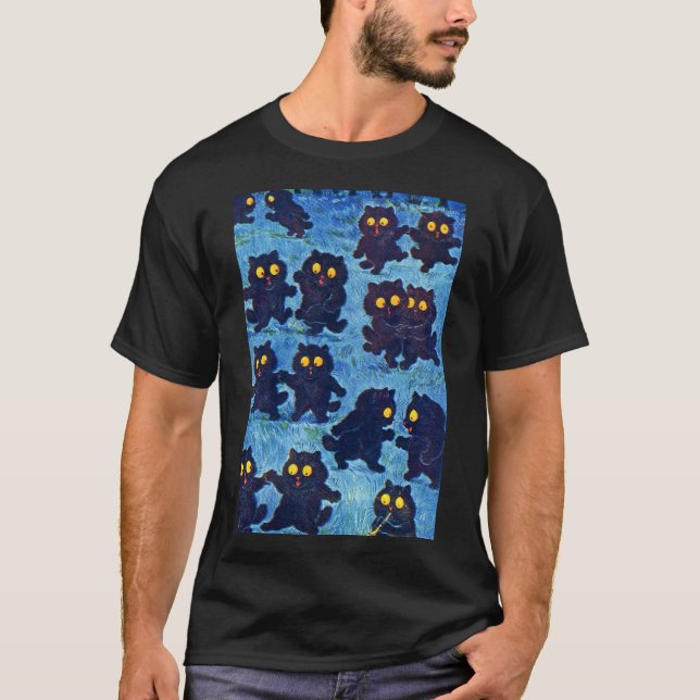 Camiseta Gatos negros dançando ao luar, Louis Wain (Frente)