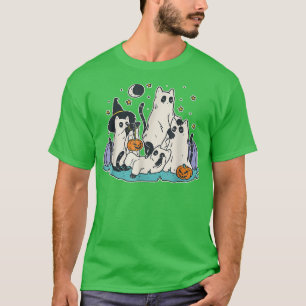 Camiseta Gatos Negros Em Fantasma, Gatos E Homens Fofos