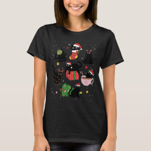 Camiseta Gatos Negros Engraçados Santa Hata Feliz De Natal 
