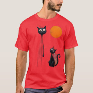 Camiseta Gatos Negros Surreais na Paisagem Sonhadora
