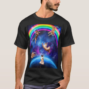 Camiseta Gatos No Espaço Gato De Galáxias No Exterior