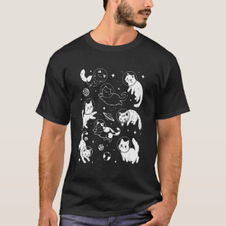 Camiseta Gatos No Espaço Gráfico Retro Vintage Gato
