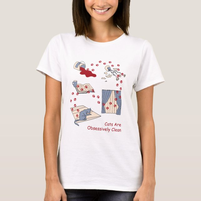 Camiseta Gatos Obessivamente Limpos (Frente)