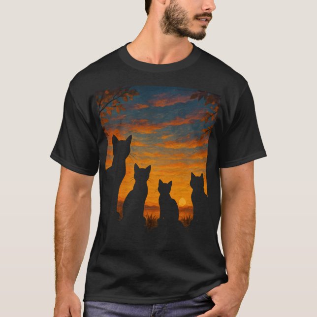 Camiseta Gatos Observam o Pôr do Sol (Frente)