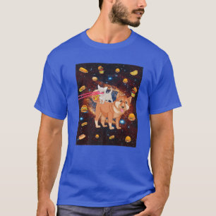 Camiseta Gatos Oculares A Laser No Espaço Cão Comendo Piz