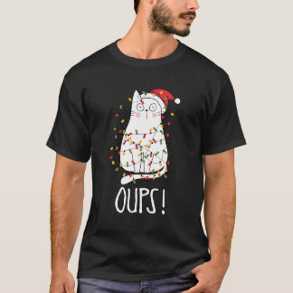 Camiseta Gatos Ops Brancos Gato Arrancado Em Luzes De Árvor