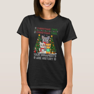 Camiseta Gatos Ornamentos de Natal Feios da Árvore 're Hist