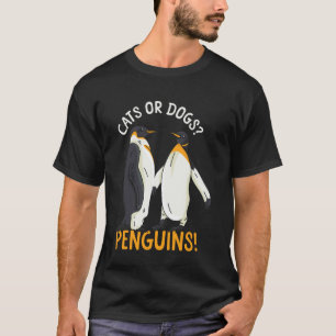 Camiseta Gatos ou Cachorros Engraçados Pinguins Crianças Pi