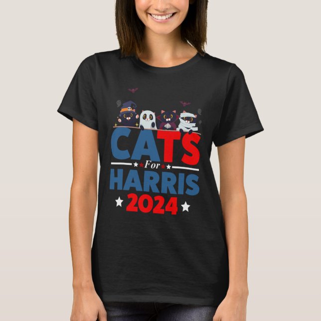 Camiseta Gatos Para Harris 2024 - Kamala Harris Halloween M (Frente)