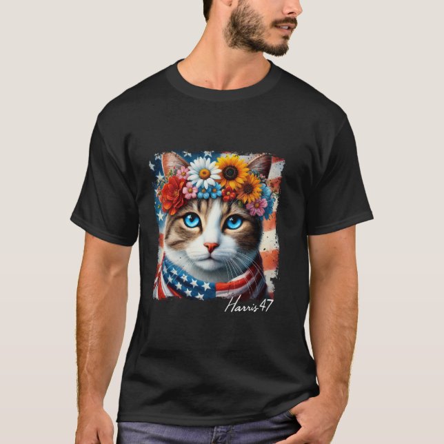 Camiseta Gatos para Kamala Harris 2024 Presidente 47 T Shir (Frente)