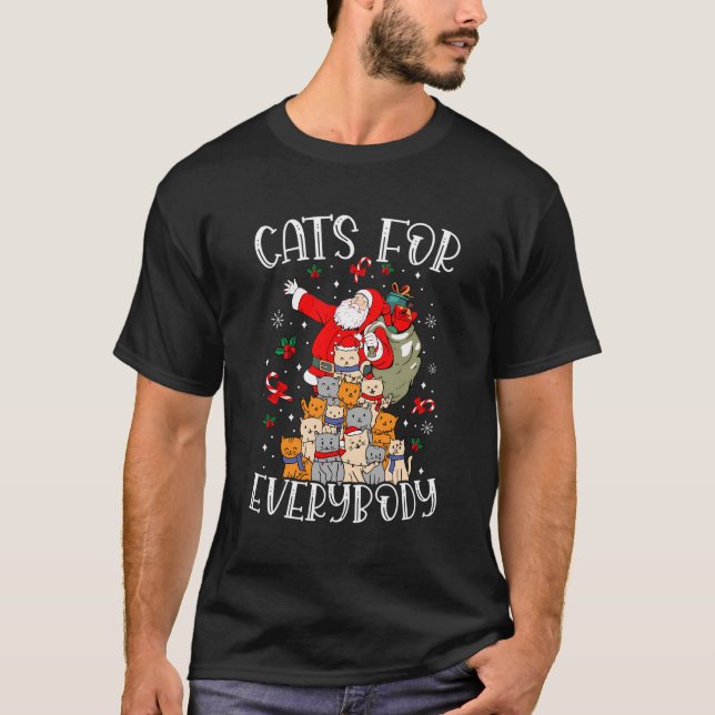 Camiseta Gatos Para Todo Mundo Feliz Natal Gato Engraçado X (Frente)