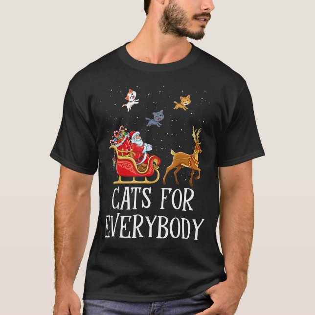 Camiseta Gatos Para Todos Papais noeis De Natal PJs Xmas Mu (Frente)