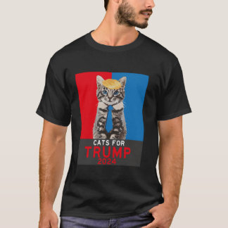 Camiseta Gatos Para Trump 2024 Tee Engraçado Para Vance Tru
