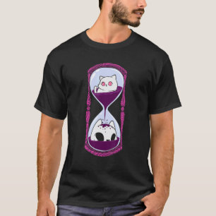 Camiseta Gatos Pastel Goth Crânio Ampulheta Felino Animal G