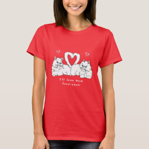 Camiseta Gatos Persianos Brancos com Corações