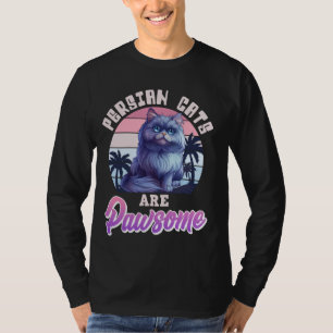 Camiseta GATOS PERSOS SÃO Vintage PAWSOME Cat Mãe Persa C