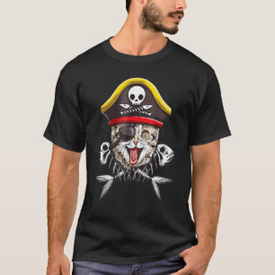 Camiseta Gatos Piratas Meninos Homens Bandeira Jolly Roger 