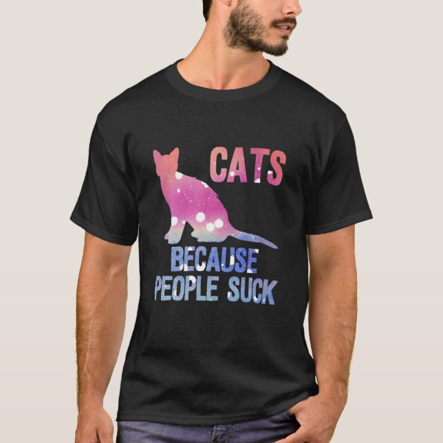 Camiseta Gatos porque as pessoas não prestam camisa. (Frente)