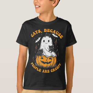 Camiseta Gatos Porque as Pessoas São Assustadoras Halloween