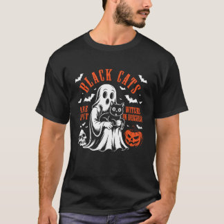 Camiseta Gatos Pretos Boo Fantasmas de Halloween são Apenas