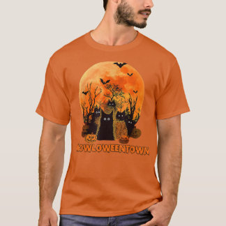 Camiseta Gatos Pretos Da Lua Vermelha Da Meowloweentown