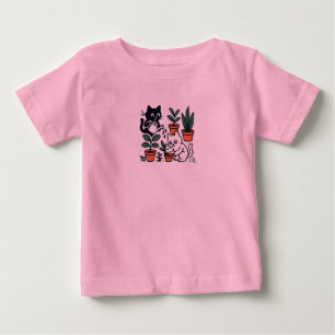 Camiseta Gatos Pretos e Brancos Cultivando Plantas